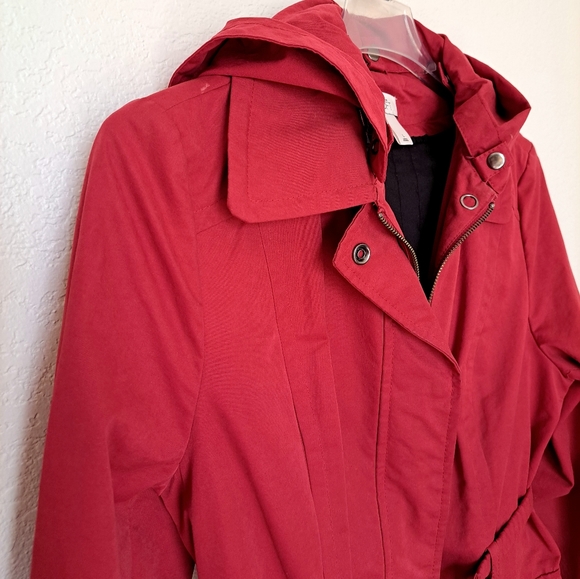 NEW ANN TAYLOR LOFT WOMEN'S TRENCH COAT SIZE LARGE RED - Picture 2 of 8